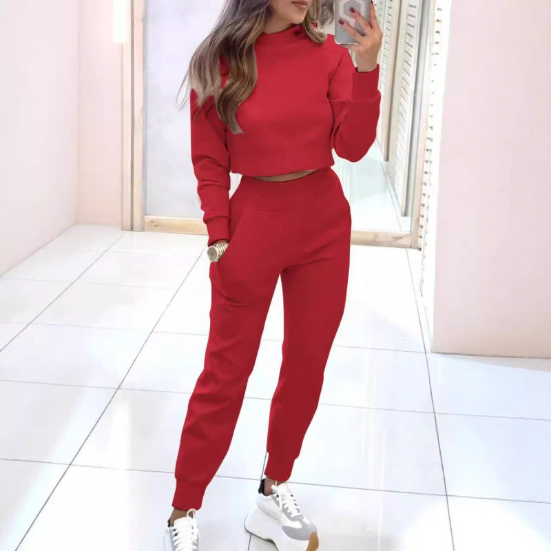 Damen Sportliches Lounge-Set mit cropped Oberteil und hohen Hüftbund WW