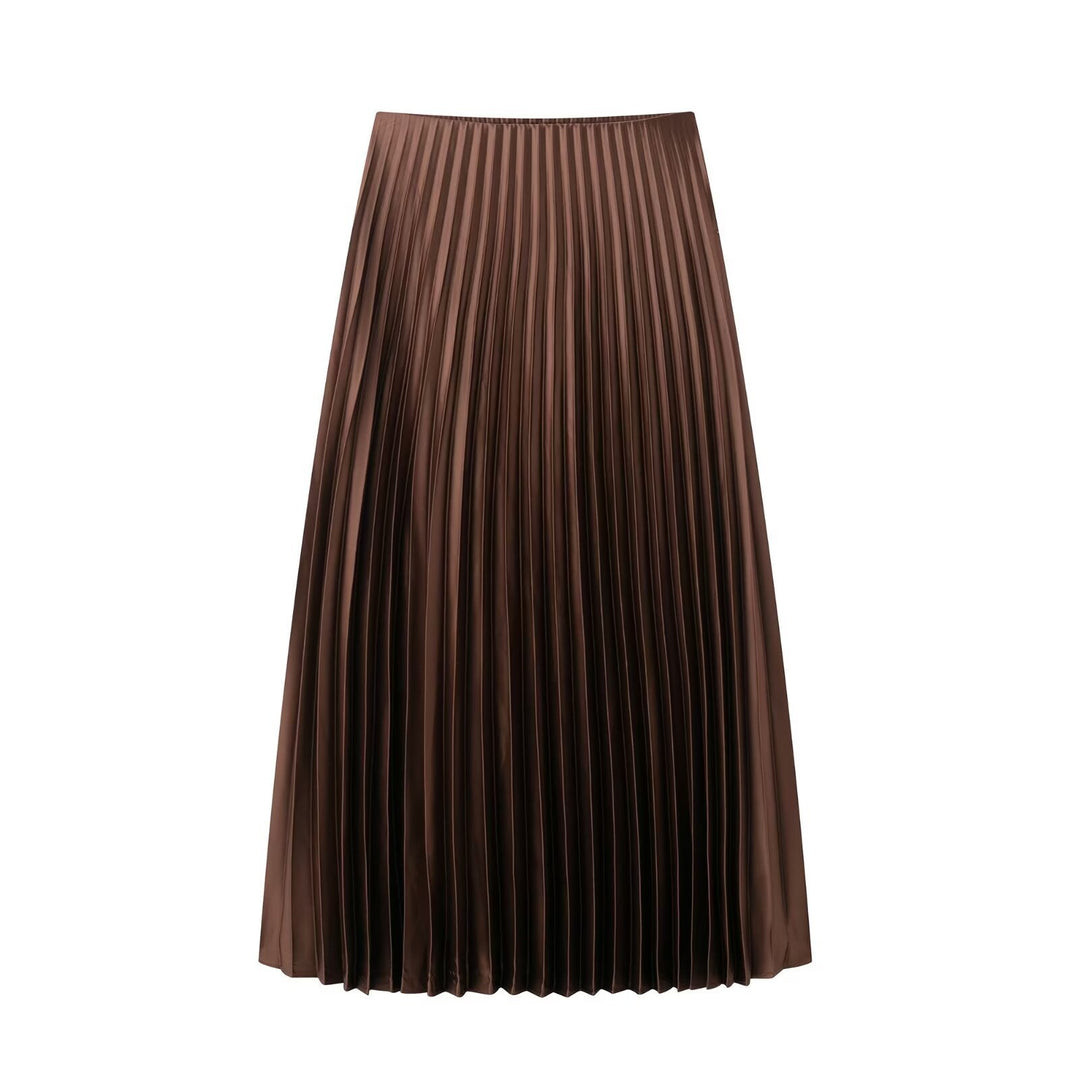 W&W Mode | Sommer Satin Gefühl Faltender Midi Rock
