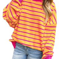 Damen lässiger und bequemer Pullover mit strukturiertem Rippenmuster und weitem Schnitt WW
