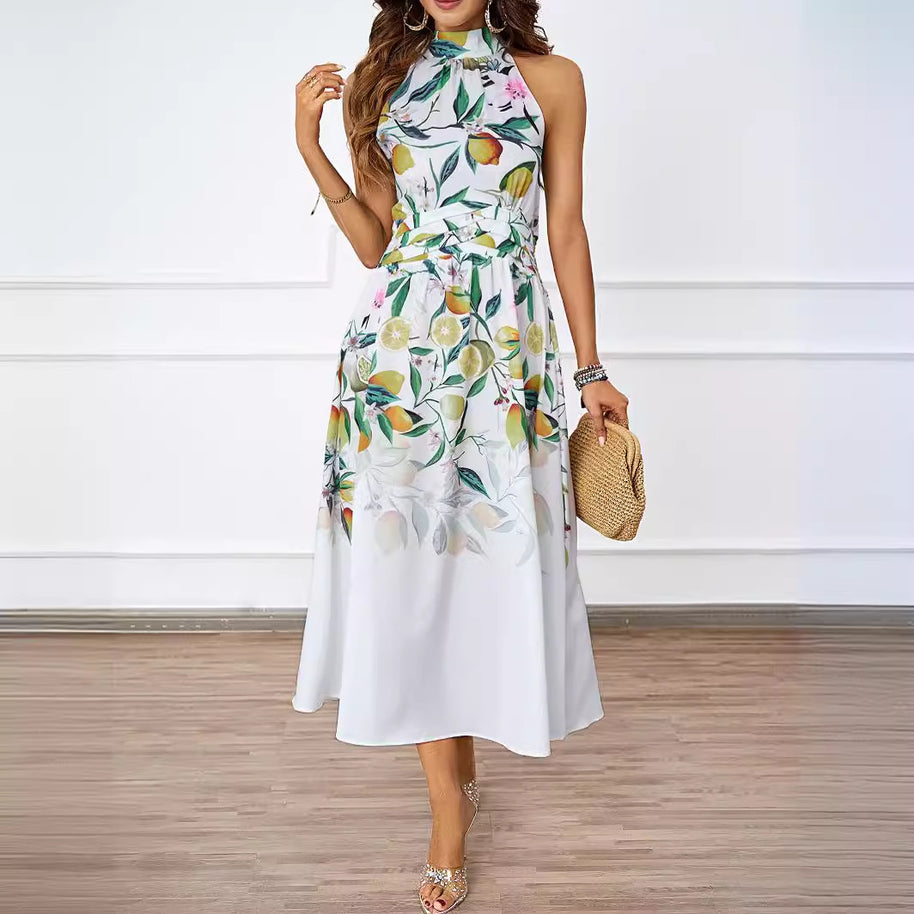 Damen Midi-Kleid mit Blumenmuster und asymmetrischem Saum WW