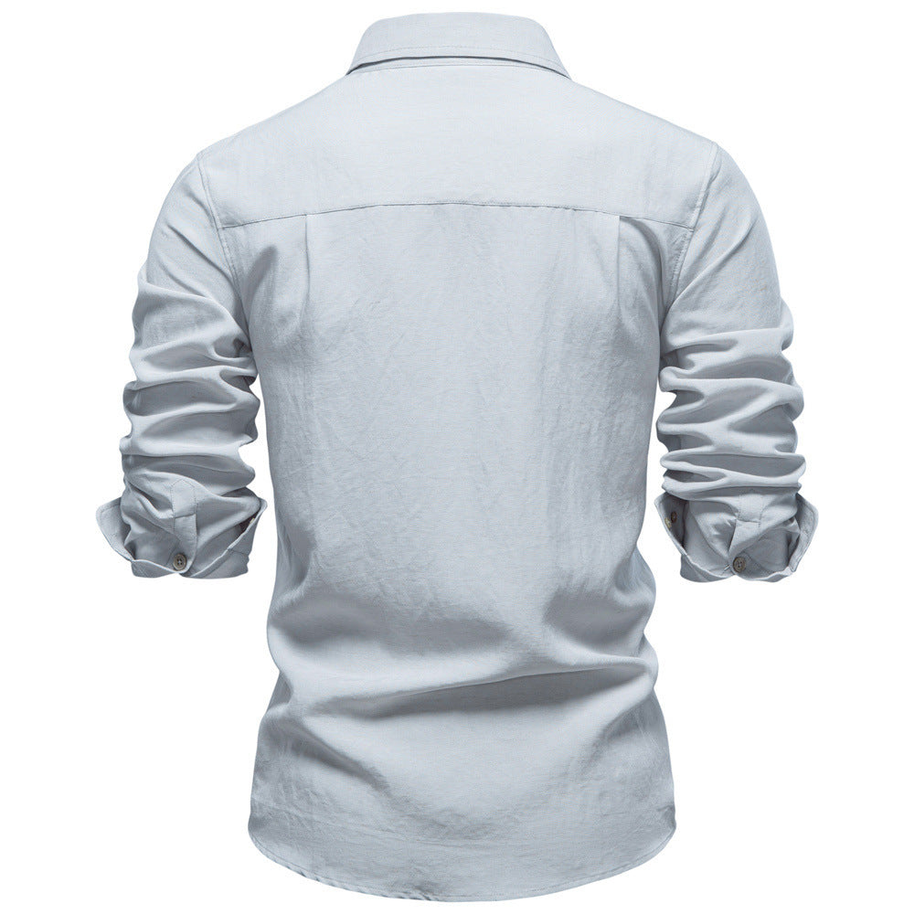 Herren nan strukturiertes Leinenhemd mit Kentkragen und taillierter Passform W&W Mode