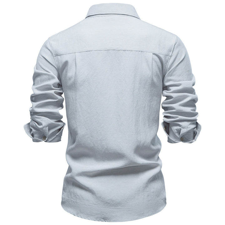 Herren nan strukturiertes Leinenhemd mit Kentkragen und taillierter Passform W&W Mode
