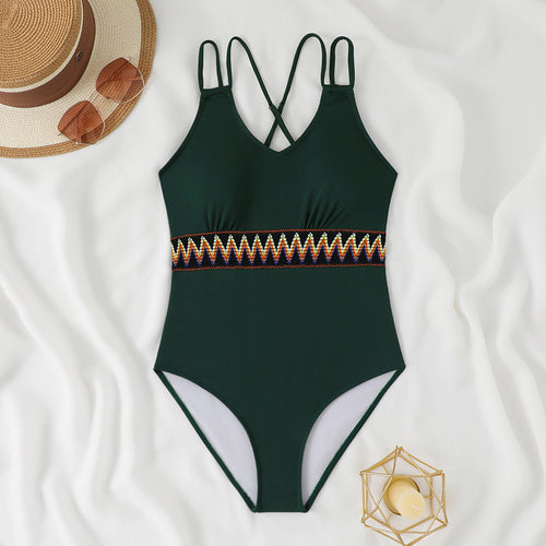 Damen Badeanzug mit trendigen Rückenüberkreuzungen WW