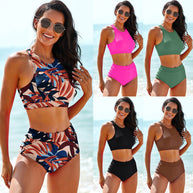 Damen Sport-Bikini-Set mit hohem Bund und Racerback-Top WW