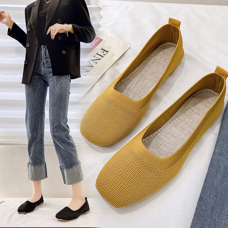 Damen Bequeme Slip-On Ballerinas mit atmungsaktiver Obermaterialstruktur W&W