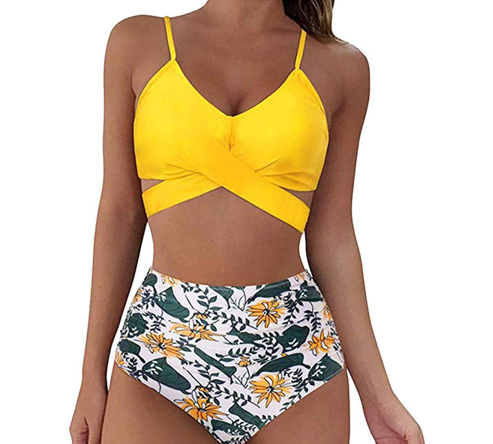 Damen Zweiteilige Bademode mit floralem Muster und Raffung W&W Mode