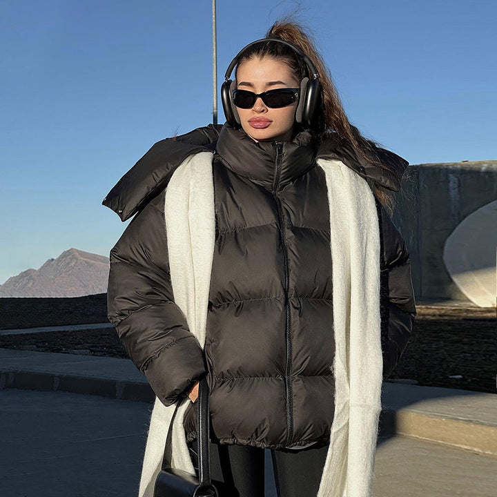 Damen Modische Steppjacke mit hochschließendem Kragen und voluminösen Ärmeln W&W Mode