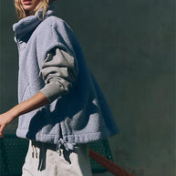 Damen Sportliche Fleece-Jacke mit hohem Kragen und Weitenregulierung WW