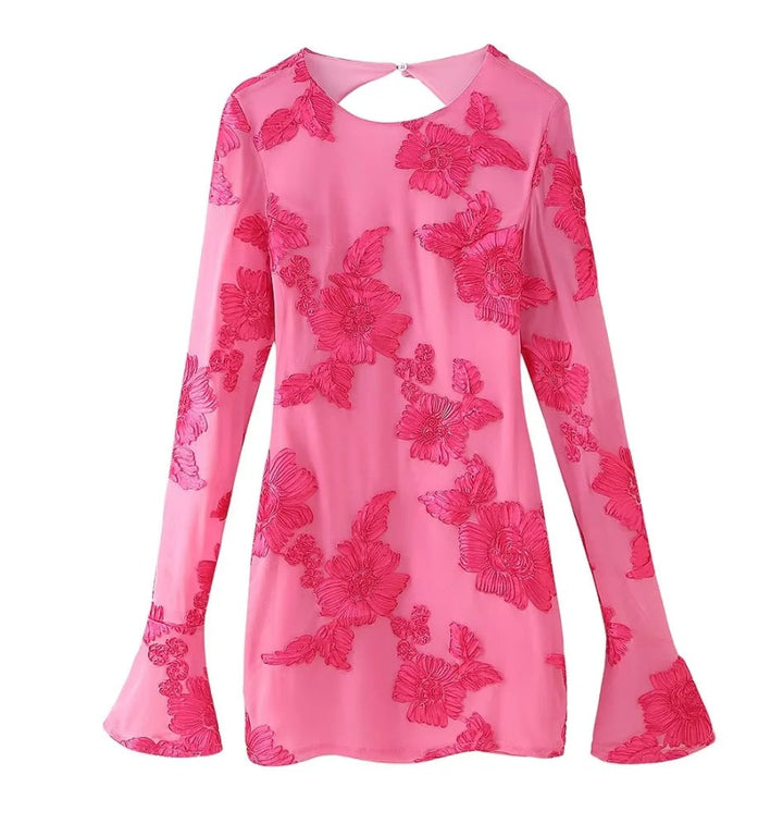 Damen Elegantes und florales Chiffonoberteil mit langen Ärmeln W&W Mode