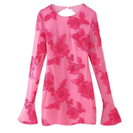 Damen Elegantes und florales Chiffonoberteil mit langen Ärmeln W&W