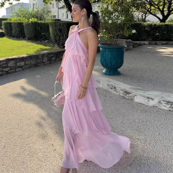 Femme Gestuftes Chiffon Maxi-Kleid WW