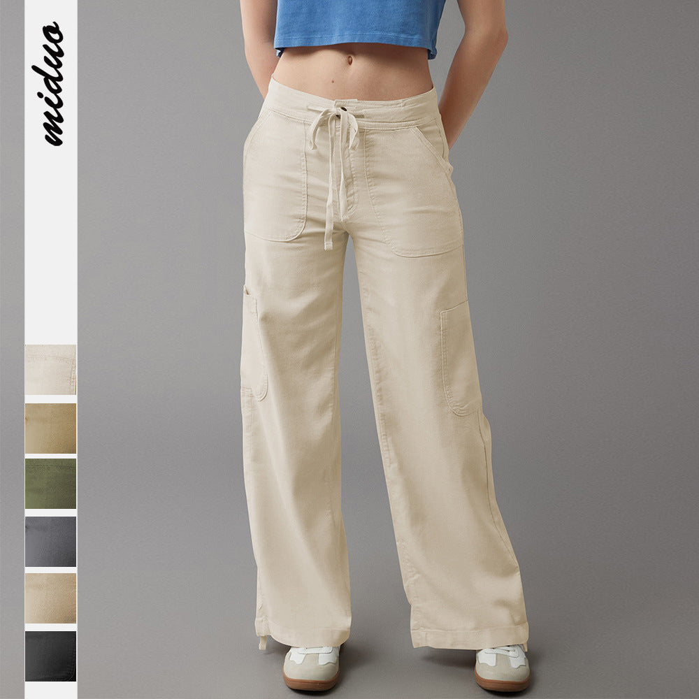 Damen lässige Cargo-Hose mit elastischem Bund und praktischen Seitentaschen WW