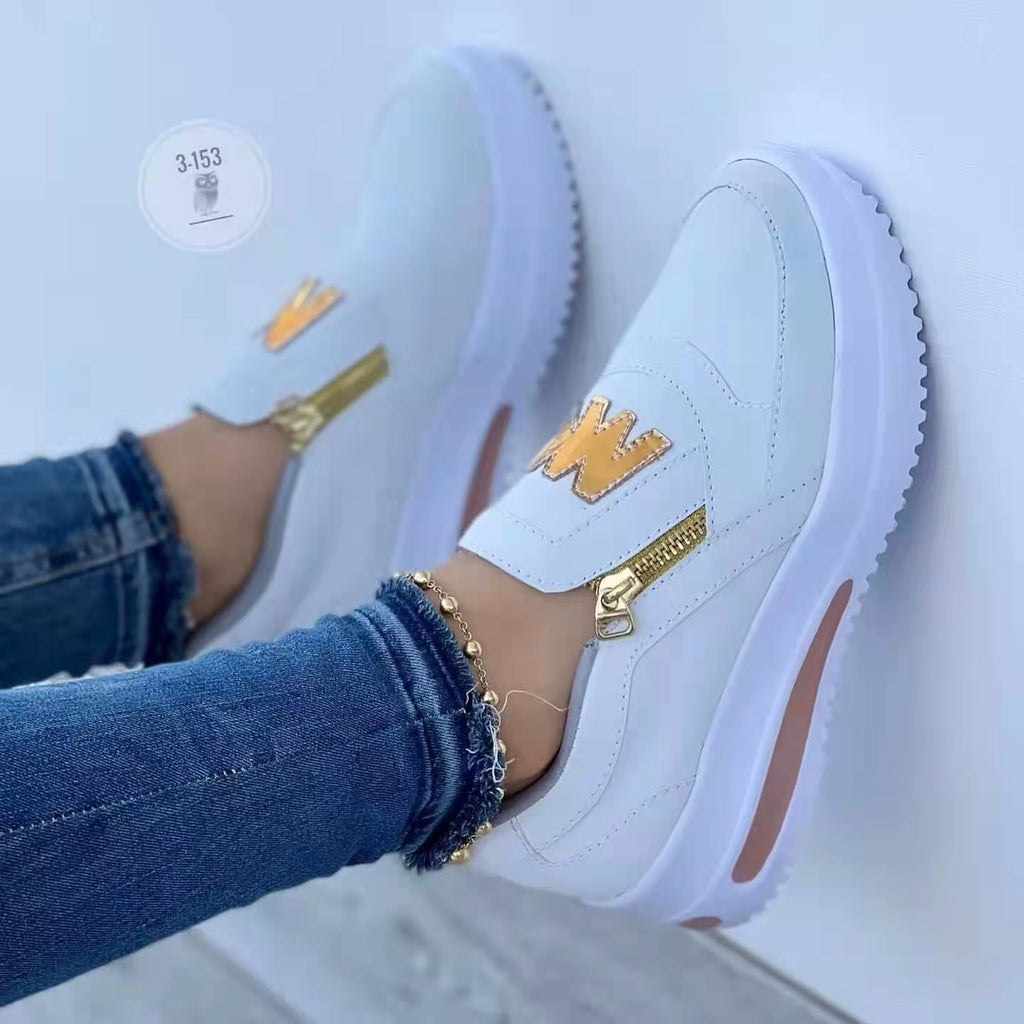 Damen Freizeit Slip-On Sneaker mit Reißverschlussdetail WW