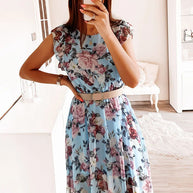 Damen Sommerkleid mit zarten Rüschendetails und Taillengürtel WW