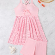 Damen Badekleid mit integrierten Shorts und raffinierten Trägerdetails WW