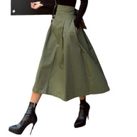 Damen A-Linien Rock mit hoher Taille und Falten WW