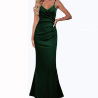 WW | Einfarbiges Slim Fit Fließendes Maxikleid