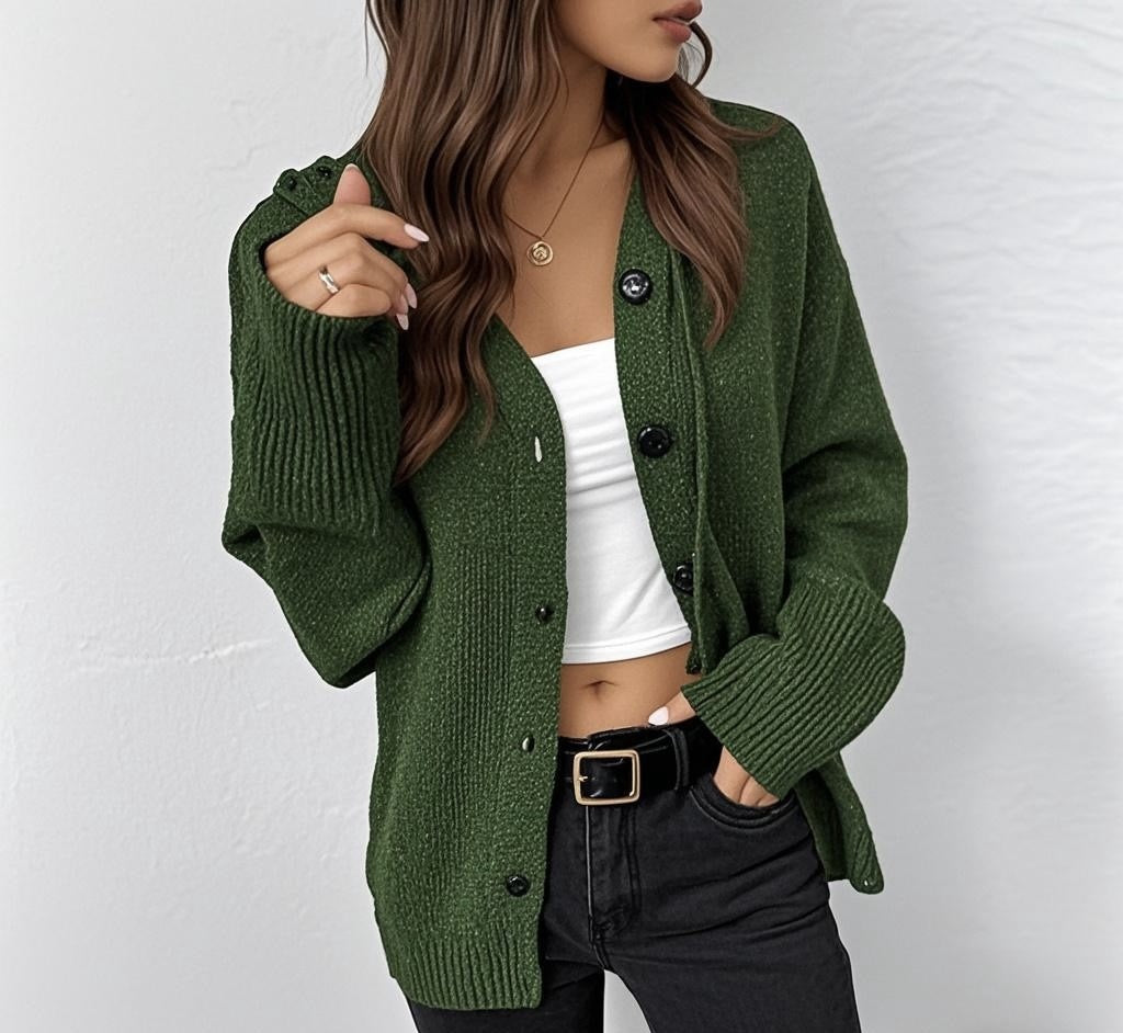 Damen Strickjacke mit attraktiven Struktur-Details und Knopfverschluss WW