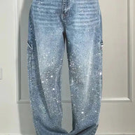 Femme Designer High-Waist-Jeans mit himmlischen Verzierungen WW