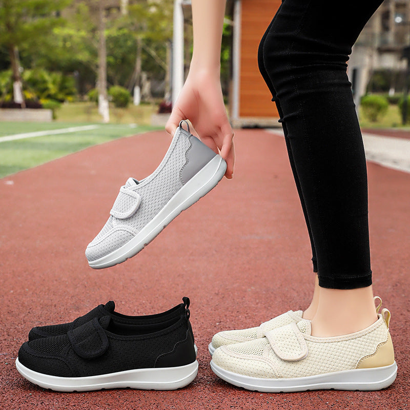 Damen Bequeme und atmungsaktive Slip-On Schuhe mit Klettverschluss WW