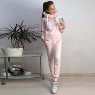 Damen Sportliches Hoodie-Set mit bequemer Passform und elastischen Hosen WW