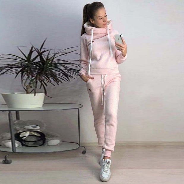 Damen Sportliches Hoodie-Set mit bequemer Passform und elastischen Hosen WW