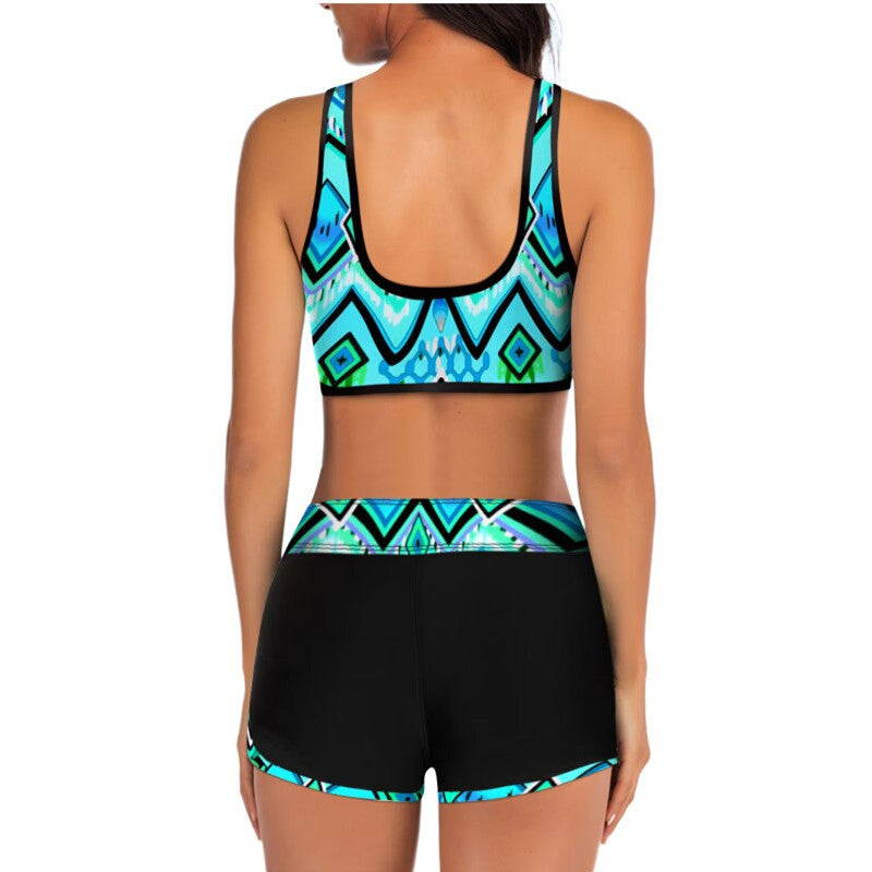 Damen Sport-Bikini-Set mit stylischem Crop-Top und Shorts WW