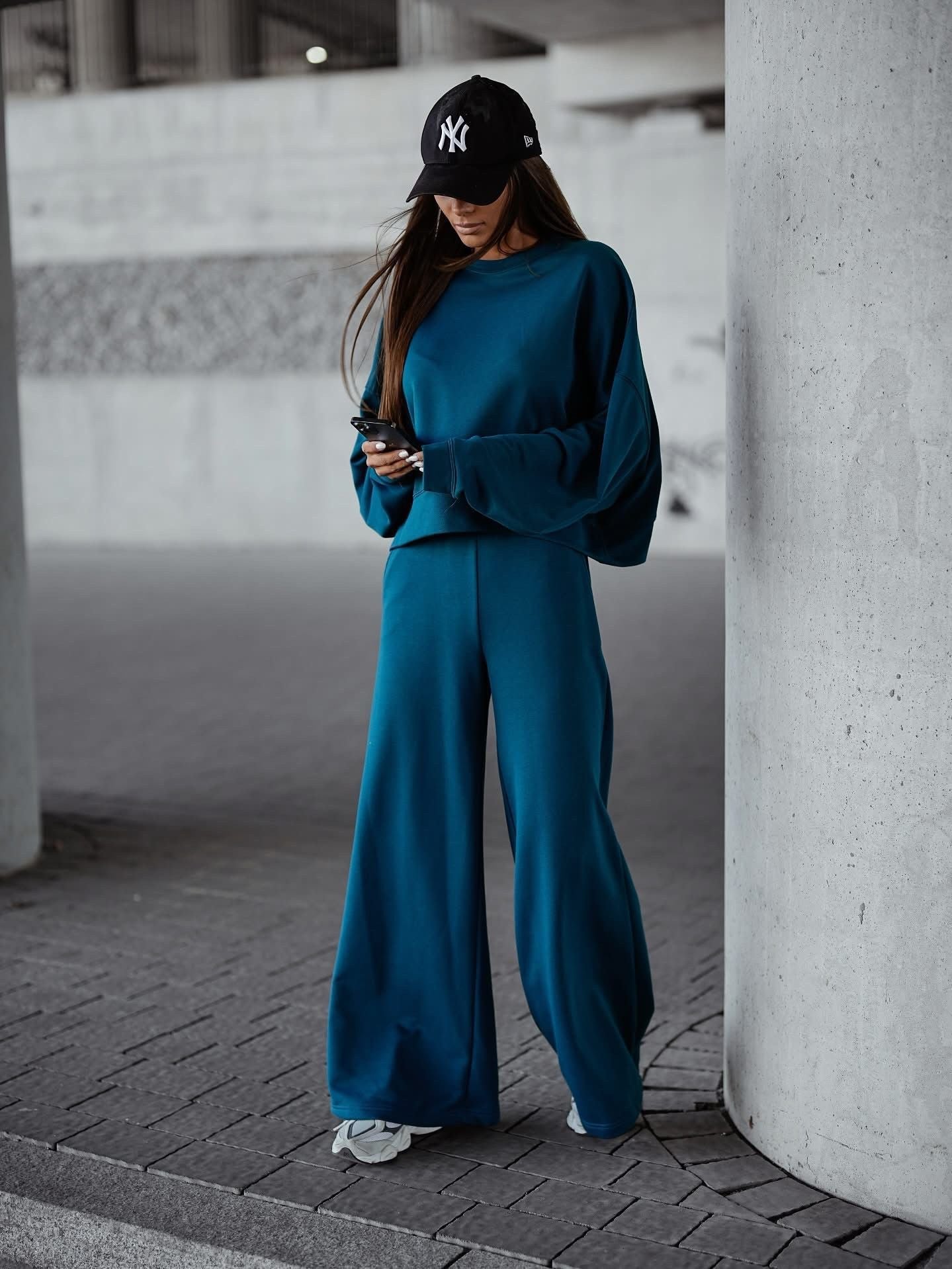 Damen Bequemer Oversized Freizeitanzug mit weitem Schnitt und übergroßem Kragen WW