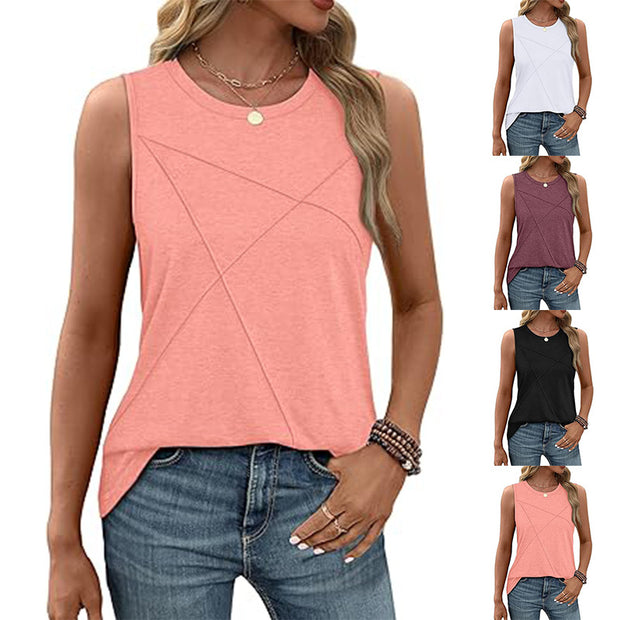 Damen ärmelloses T-Shirt mit modernem geometrischen Design WW