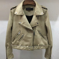 Damen Bikerjacke aus hochwertigem Wildlederimitat mit asymmetrischem Reißverschluss WW