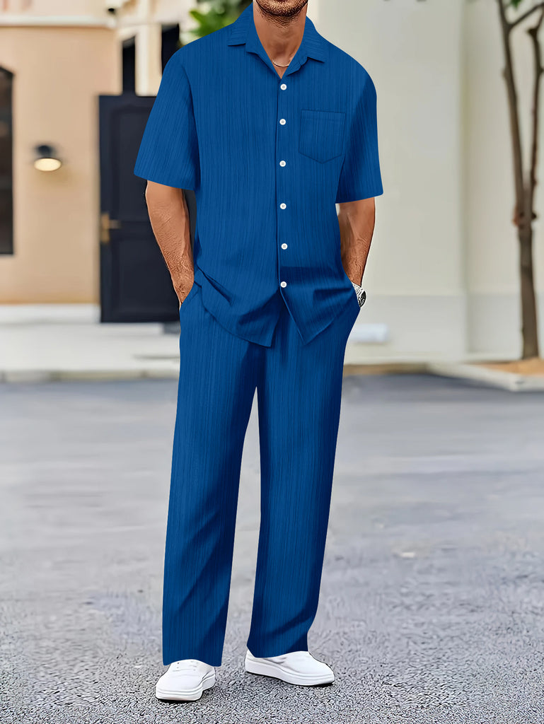 Herren Freizeitanzug mit eleganter Textur und praktischen Taschen WW