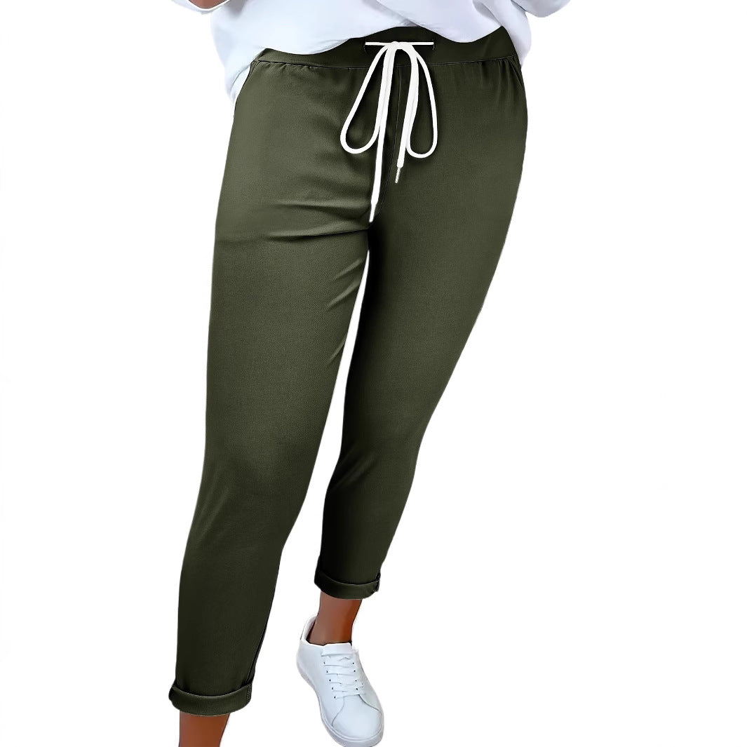 Damen Bequeme Freizeithose mit verstellbarem Kordelzug und lässigem Schnitt WW