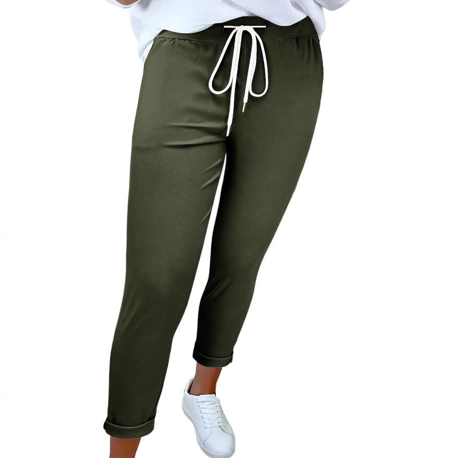 Damen Bequeme Freizeithose mit verstellbarem Kordelzug und lässigem Schnitt WW