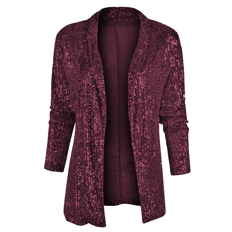 Damen Glamouröser Pailletten-Blazer WW