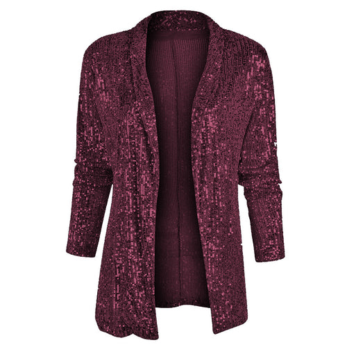 Damen Glamouröser Pailletten-Blazer WW
