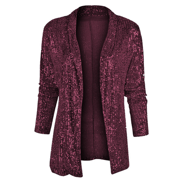 Damen Glamouröser Pailletten-Blazer WW