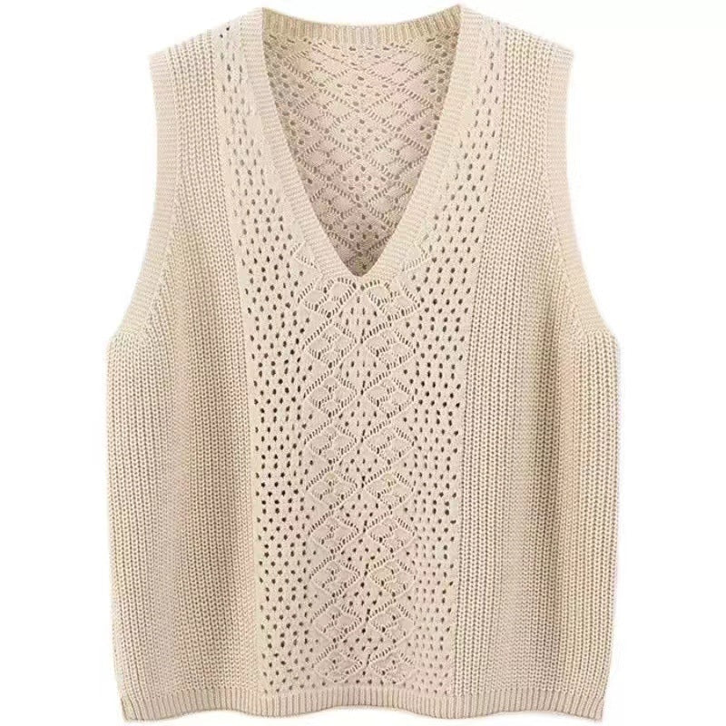 Damen Strickweste mit tiefem V-Ausschnitt und praktischen Taschen WW