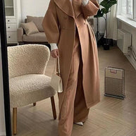Damen Maximaler Oversized Mantel mit Schulterschultern und Doppelreihe WW