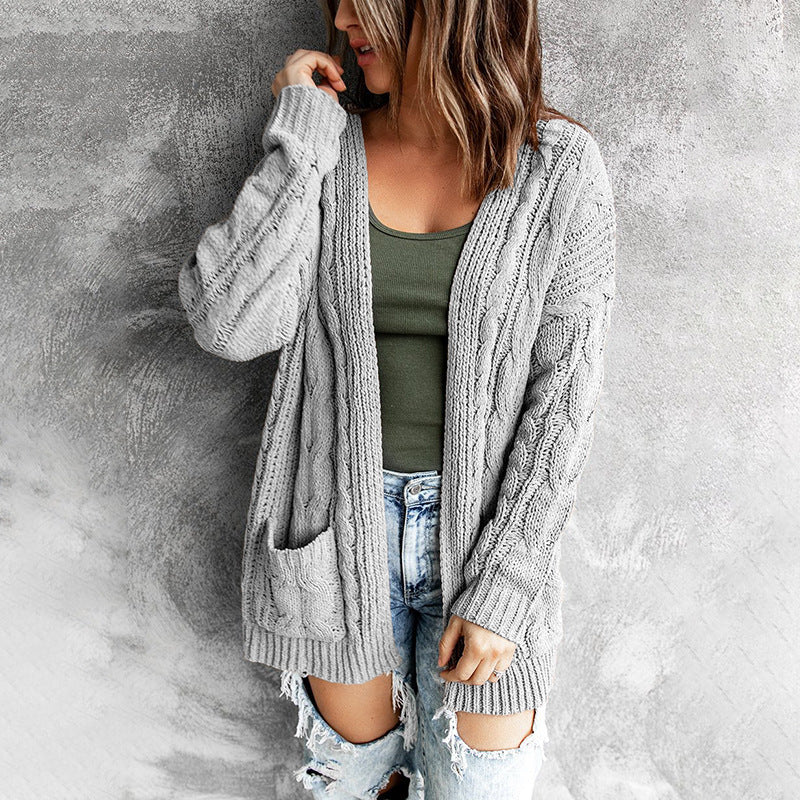 Damen Strickjacke im lässigen Oversized-Stil mit offener Front WW