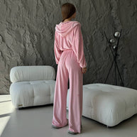Damen Sportliches Lounge-Set mit komfortablem Hoodie und weitem Hosenstil WW