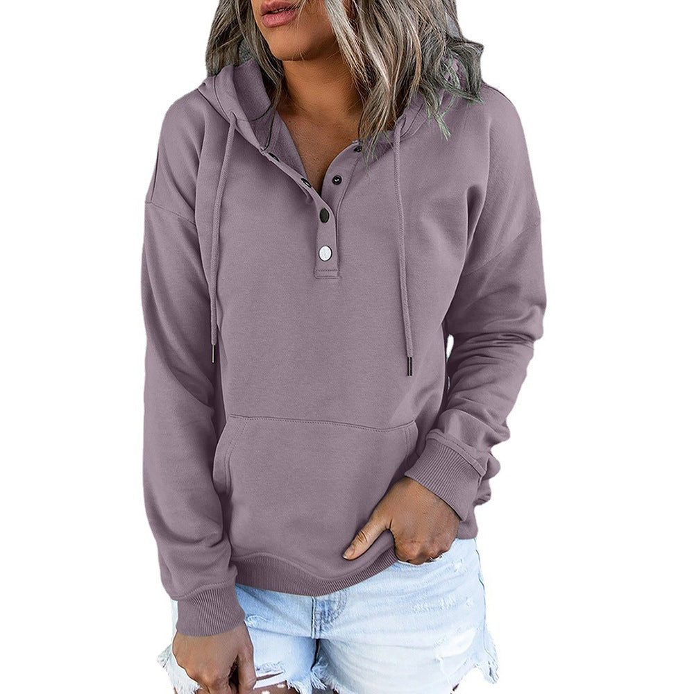Damen Hoodie mit funktionalen Knopfdetails und lässiger Passform W&W Mode