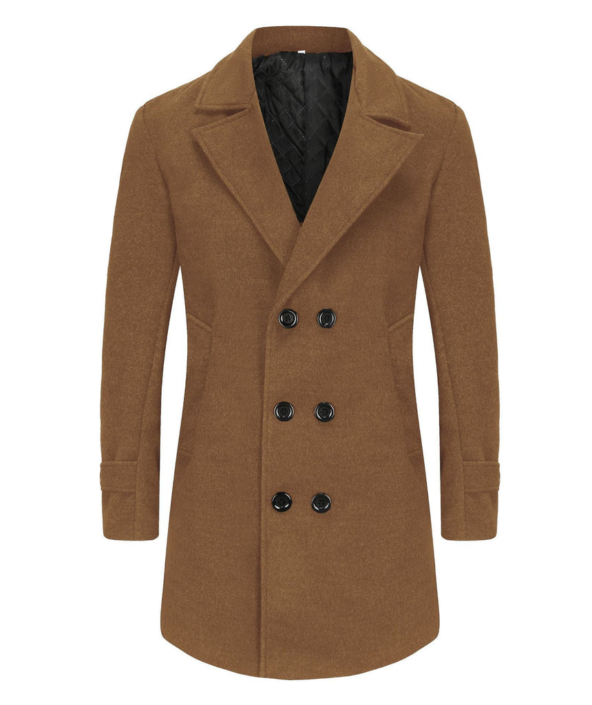 Herren eleganter Doppelreiher-Mantel mit schmalem Schnitt und gefüttertem Innenfutter WW