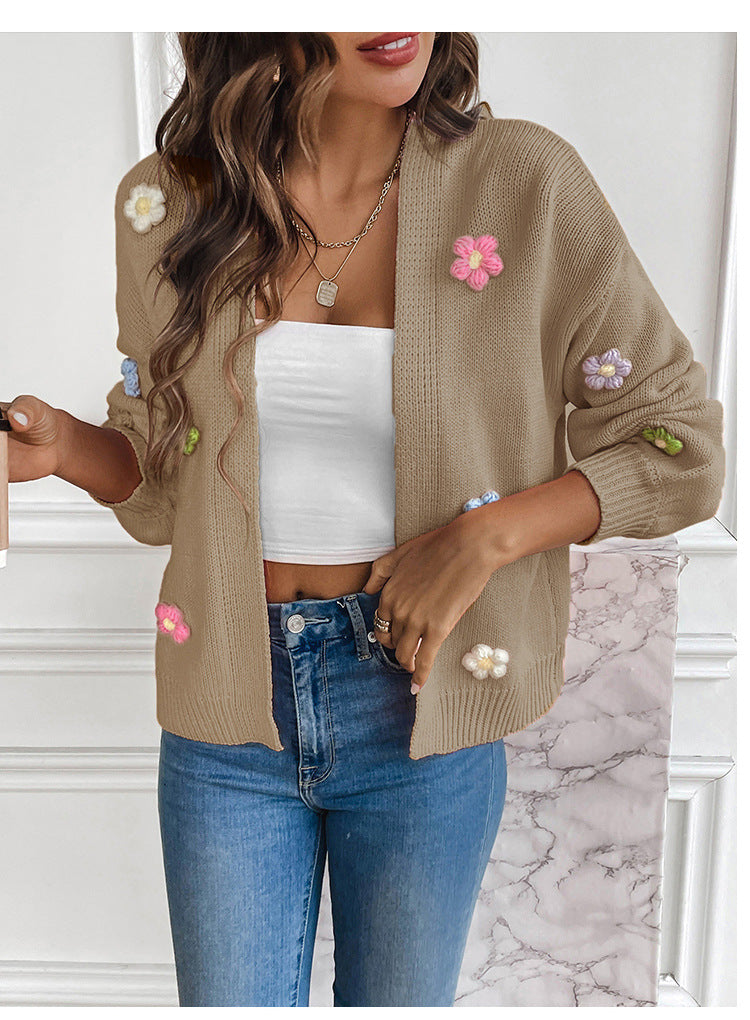 WW | Handgehäkelter floral gestrickter Cardigan