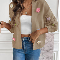 WW | Handgehäkelter floral gestrickter Cardigan