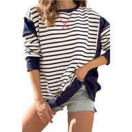 Damen gestreifter Sweatshirt mit übergroßem Schnitt WW