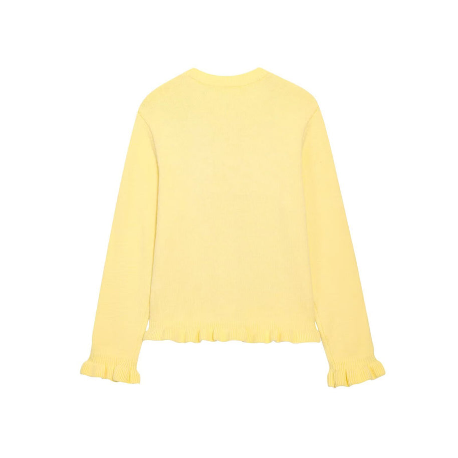 Damen Strickjacke mit eleganten Rüschendetails und Knopfverschluss WW