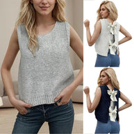 Damen Strickjacke mit dekorativem Rückendesign und Schleifendetails WW