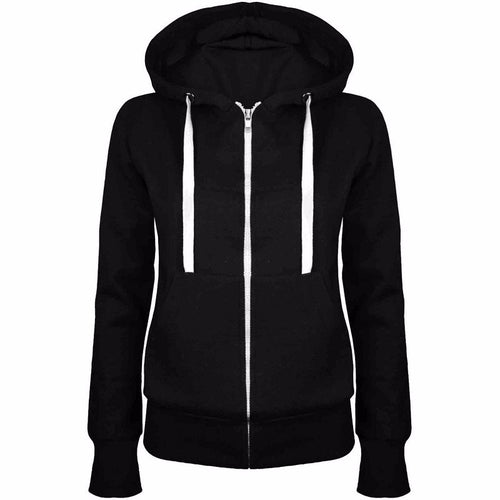 Damen Sportliche Kapuzenjacke mit praktischen Taschen und Reißverschluss WW