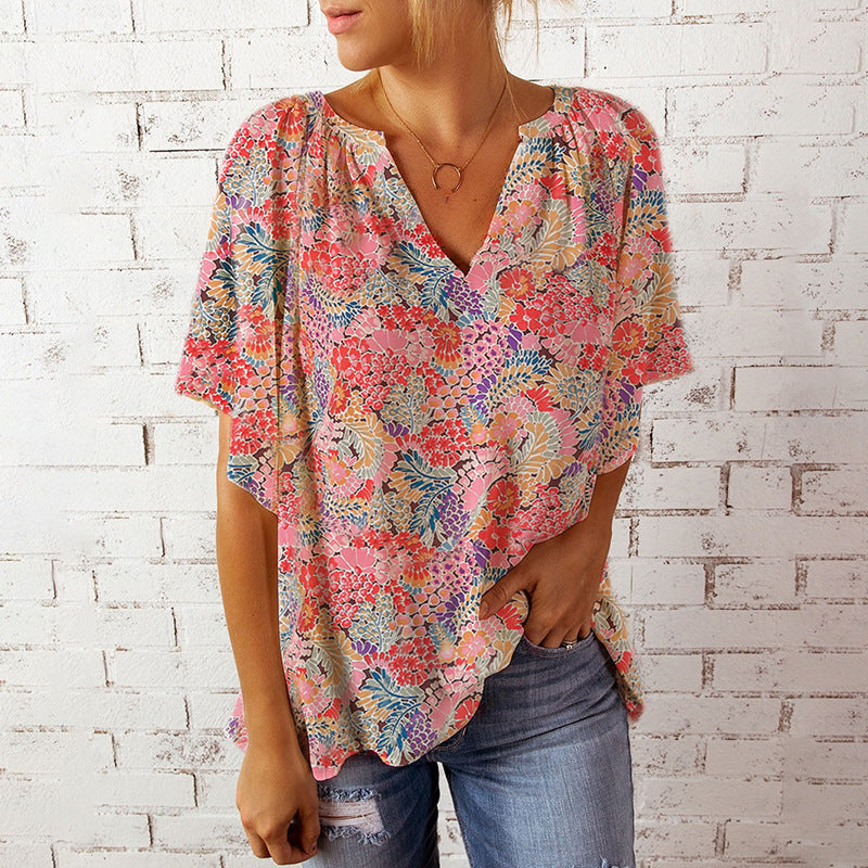 Damen Bluse mit floralem Design und lockerem Schnitt WW