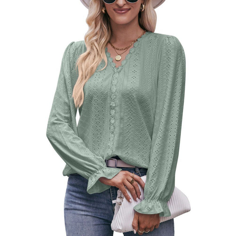 Damen Bluse mit Rüschen und eleganter Stickerei WW